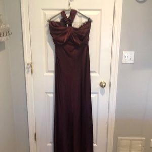 Formal  satin cranberry  halter dress size 6 rhinestone clasp